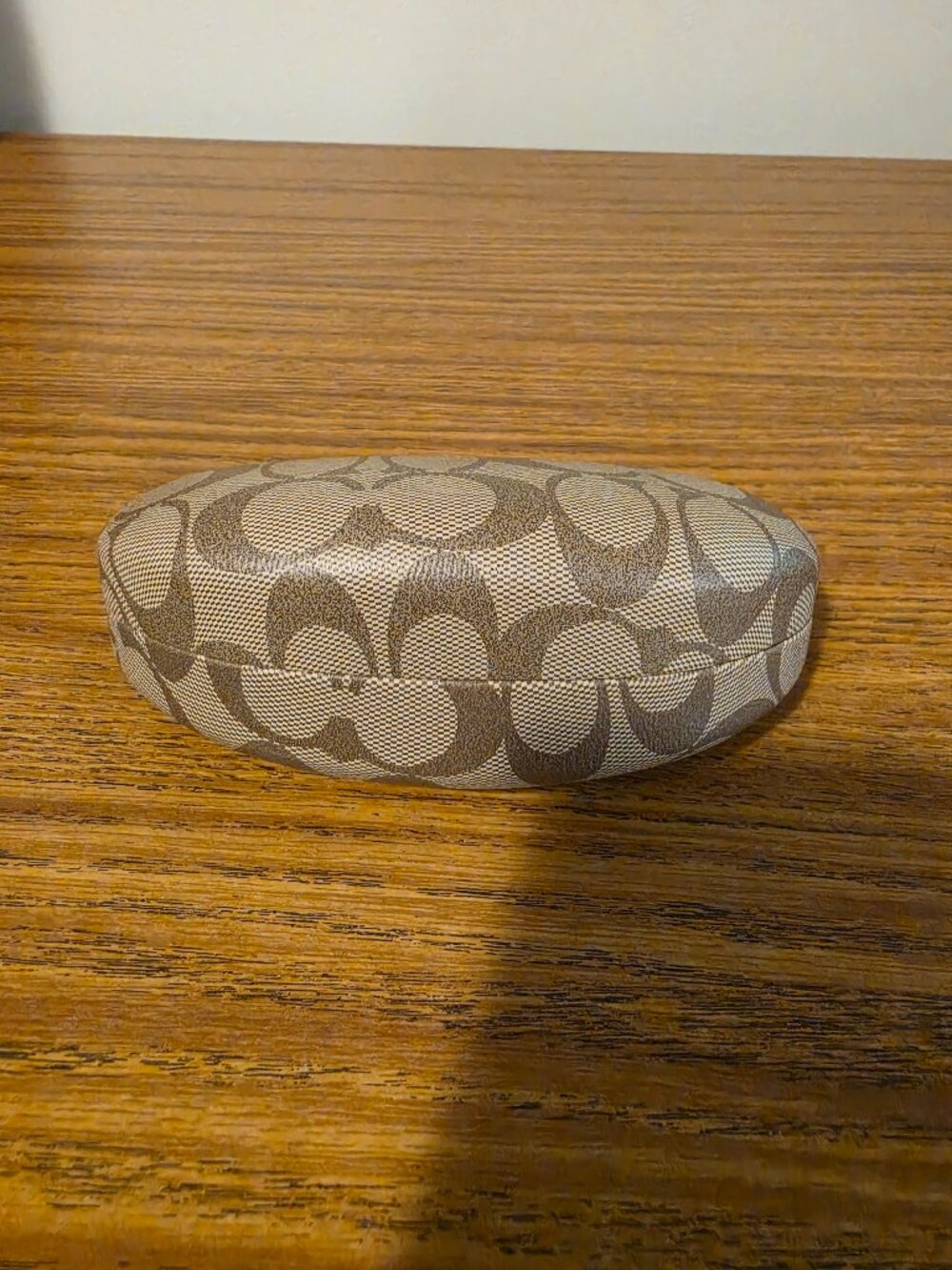 COACH Signature Glasses Case Brown Monogram Hard Clamshell Sunglasses Eyeglass